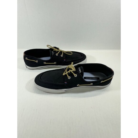 Tommy Hilfiger mens size 10.5 black Canvas Boat Shoes - Picture 15 of 16
